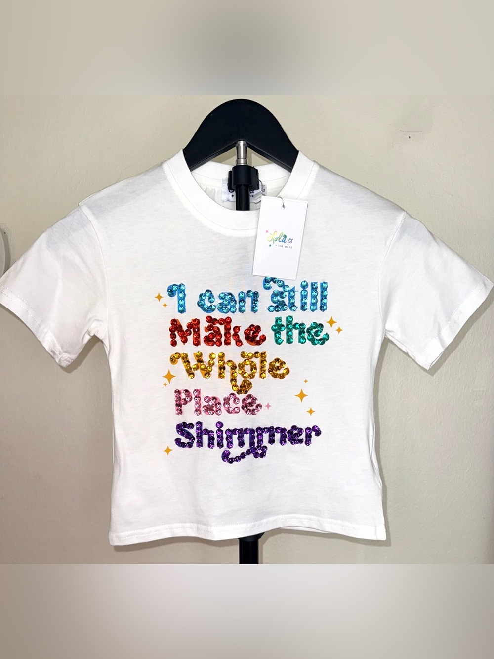 Lola + the Boys Crystal Shimmer Gem Tee, size 4, NWT